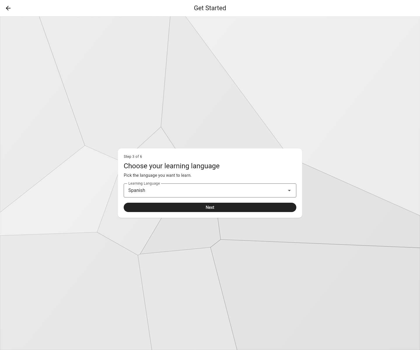 Shaded onboarding opened from a Spanish learning target link